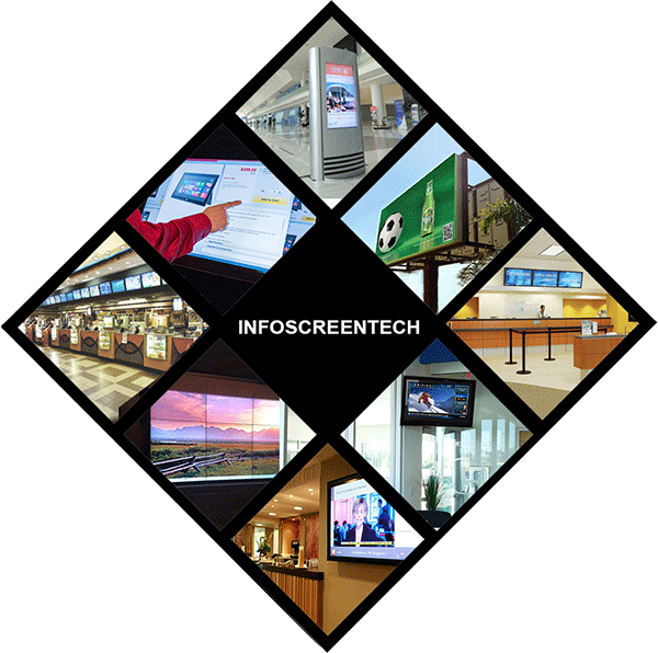 Infoscreentech screens: kiosks, billboards, video walls, betting shops